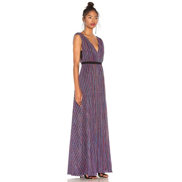 BCBGMAXAZRIA Metallic Multicolor Knit Sleeveless V-Neck Maxi Dress Size XXS - Picture 2 of 8